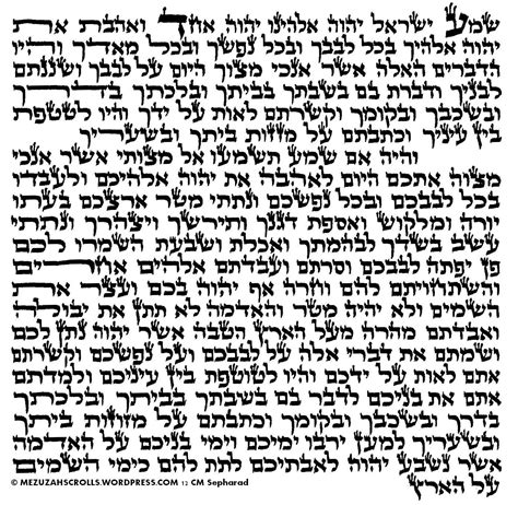 Printable Mezuzah Scroll Text